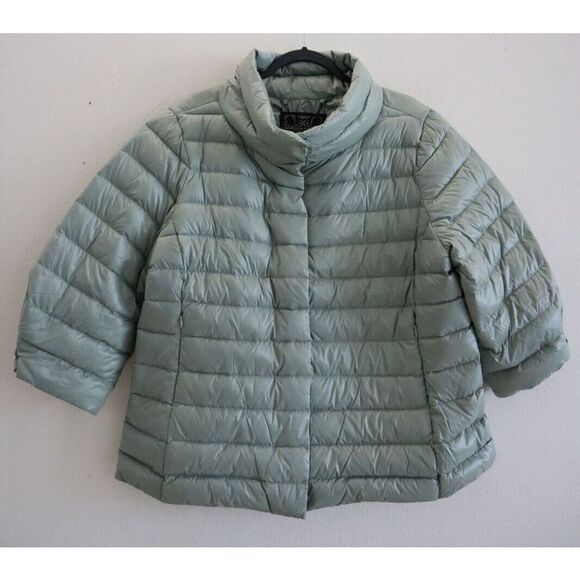 Anorak 50828CN Women's Sz L Green Down Filled Crop Sleeve Puffer Jacket - Picture 1 of 13